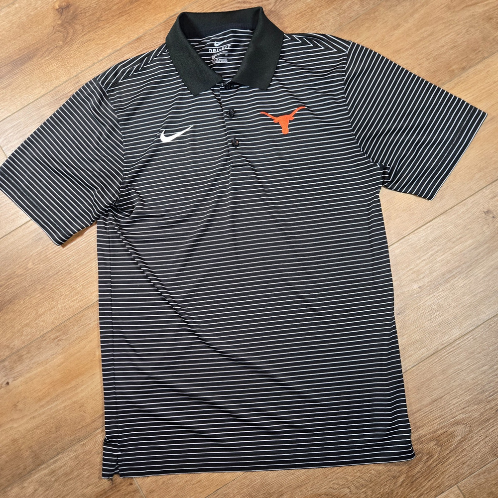 Nike Texas Longhorns Dri Fit Polo Shirt Mens S Black Stripe NCAA Football Golf